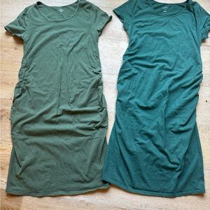 Maternity Maxi Dresses Sz L green lot of 2 price firm!